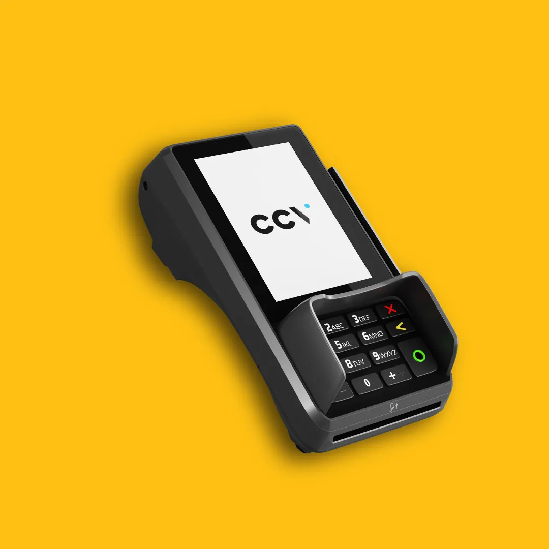 CCV Base Next in der Seitenansicht mit Kartenschacht und Bondrucker