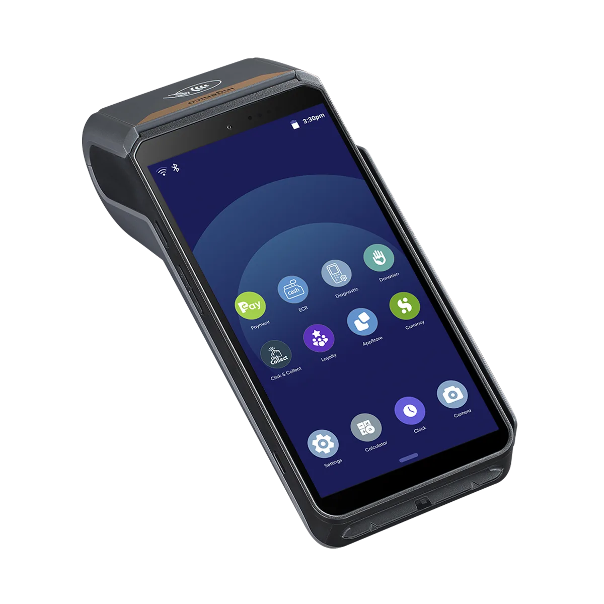Ingenico AXIUM DX8000: mobiles Android-Terminal mit 6-Zoll-Touchscreen und App-Startbildschirm