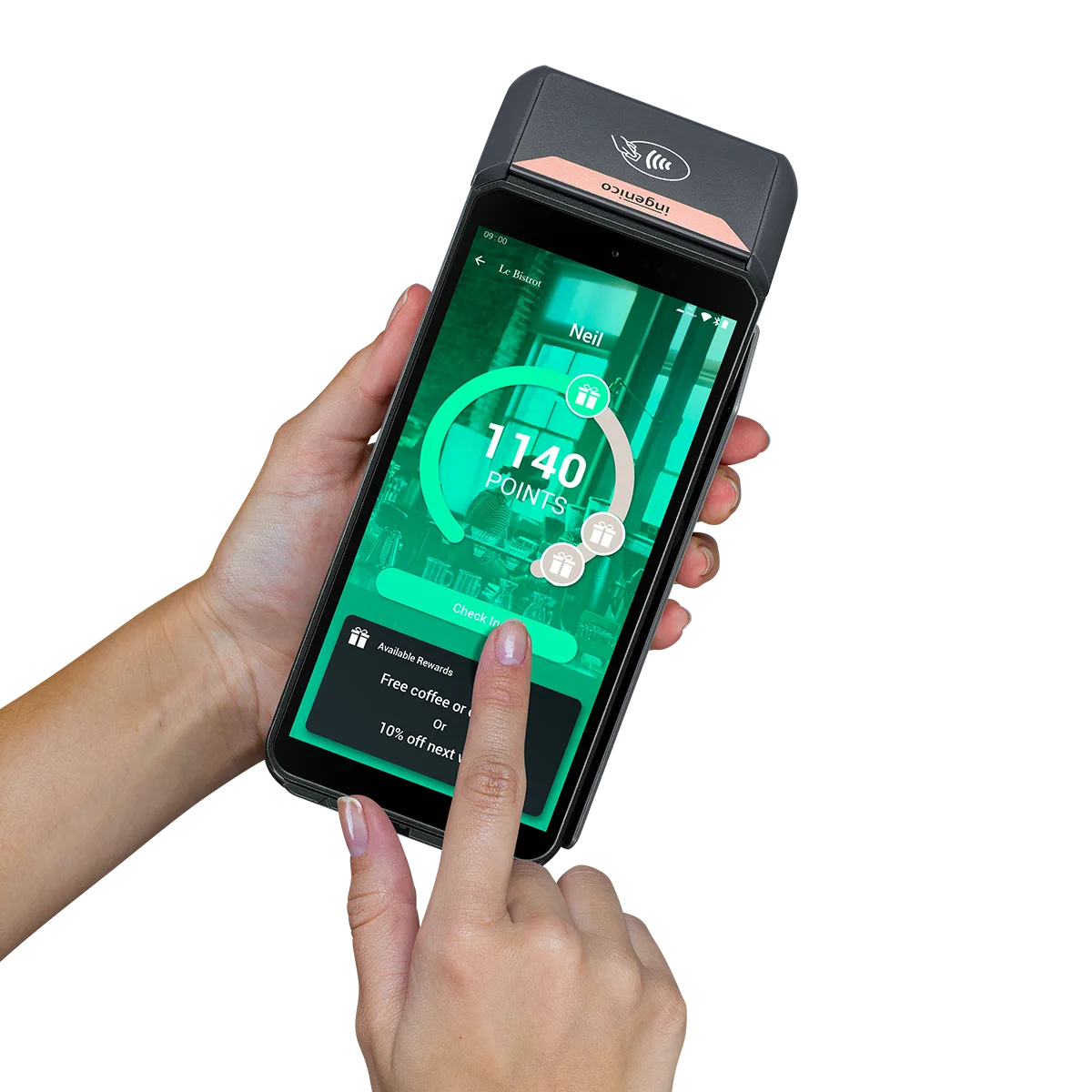 Ingenico AXIUM DX8000 mit Touchscreen in der Frontansicht